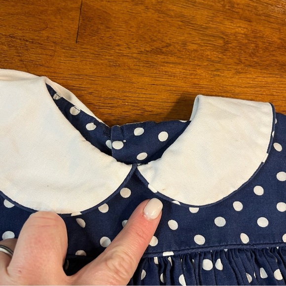 Banbury Cross New Orleans blue white polka dot dress no size tag measures 6/7 - Picture 3 of 9